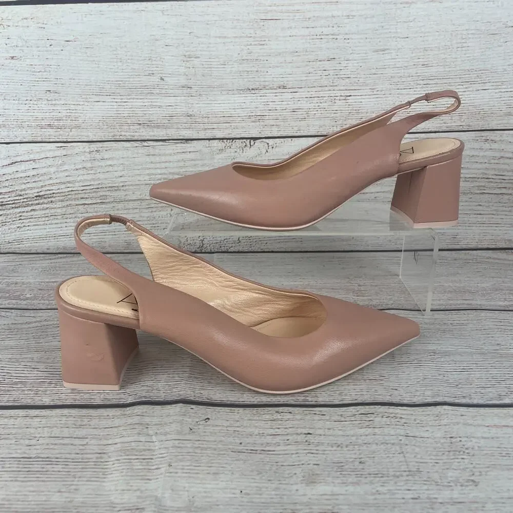AGL Dodi Womens EU 36 US 6 Slingback Heels Nude Tan Pointed Toe